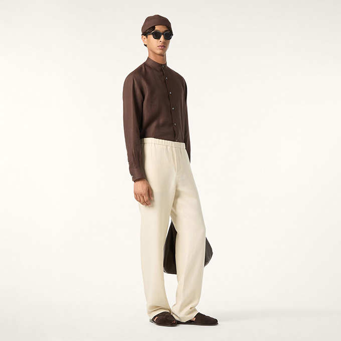 loro piana marlyn pure linen straight leg casual trousers